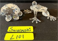 X - LOT OF 2 SWAROVSKI TURTLE & FROG L101