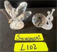 X - LOT OF 2 SWAROVSKI CRYSTAL SNAIL & BUTTERFLY