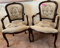 X - PAIR OF TAPESTRY ARM CHAIRS - L11