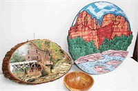 Lg. Ceramic Mountainous Plate, Wooden Ron