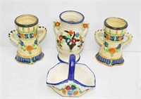 Japan 4Pc. Double Handle Vases, Vase, Basket
