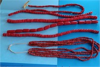 B - LOT OF HANDMADE CORAL  NECKLACES (B20)