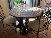 B - TABLE W/ MOSAIC TOP & 4 CHAIRS (K60)