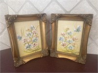 Betty Jane Posey Paintings 9”x7” in Gold Frames