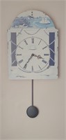 Seascape wooden pendulum clock,  30" Inc.
