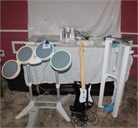 WII GAMING SYSTEM, DRUMS, GUITAR & GAMES