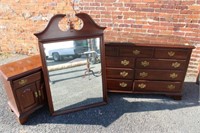 3pc Solid Cherry Dresser, Mirror & Bedside stand