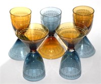 5 vintage double sided cocktail glasses RHA