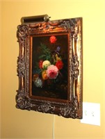floral lighted painting 23"h x19"w       RHB