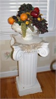 ceramic pedestal w bowl of plastic fruit       RHB