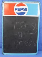 1980 Embossed Pepsi Menu Board 19x27-Metal