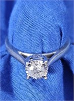 10K Diamond Ring 3/8" center 2 side dia 1/2ct tw