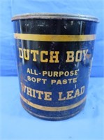 Antique Dutch Boy Metal Paint Can w/Lid (white