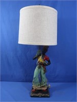 Vintage Chalkware Blackmoor Lamp 28"