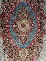 100% Bamboo Silk Persian Design Qum 4.9 x 3.3