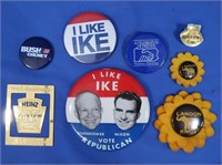 Political Buttons, Super Bowl Pin, Heinz-Ike,