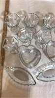 Glass ware various Sunday cups heart shaped bowls
