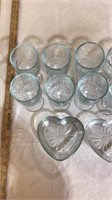Glassware various heart shaped bowls drinking