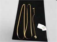 3 GOLD CHAIN NECKLACES  MARKED 14K