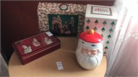 Vintage Christmas decorations and table