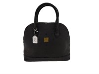Black Embossed Monogrammed Top Handle Dome Bag