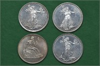 4 - Silver 1ozt .999 Round Lady Liberty