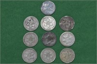 10 - Three Cent Silvers Misc Dates