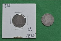 2 - 1835 Capped Bust Dimes