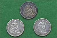 1886, 1889-S and 1891 Liberty Seated Dimes