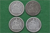 4 - Liberty Seated Dimes Misc Dates