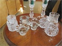 Lot of Glass & Crystal Candle Holders