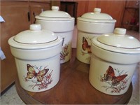 Vintage 4 Piece Butterfly Cannister Set