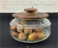Glass Tobacco Jar W Wooden Lid