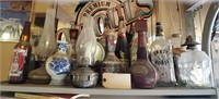 Various Collector Bottles And Oil Lamps