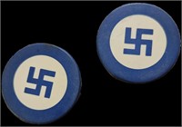 Pair of German Nazi Blue Bakelite Poker Chips