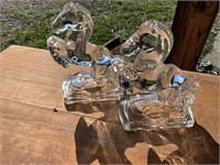 Glass Rearing horses bookends
