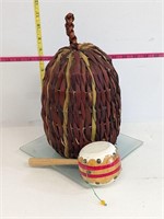 Wicker Pumpkin and Drum