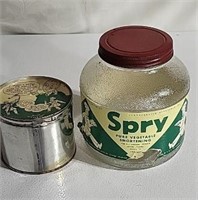 Spry shortening jar and tin