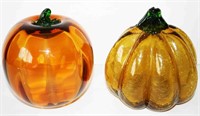 (2) Art Glass Pumpkin (1) Crackle Glass