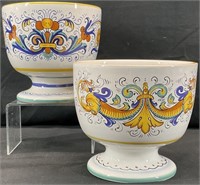 Pair Deruta Ceramiche Italy Footed Bowls