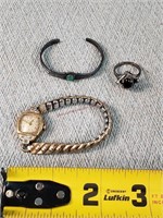 Bulova Swiss Wrist Watch, Sterling Ring, &