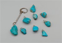 ASSORTED 0.5-1 INCH TURQUOISE FOBS 48 grams