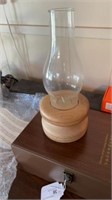 Wood base candle lantern
