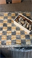 14" marble chess board & pieces