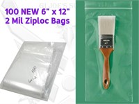 100 ULine 6" X 12" 2 mil Poly Bags Ziplock AJ1