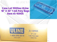 Case 1000 NEW ULine 18x30 1ml Clear Poly Bags