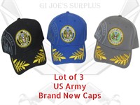 3 New US Army Ball Caps