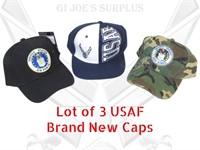 3 NEW US Air Force USAF Ball Caps