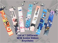 7 New Anime Ribbon KeyChains Lot2 1C4