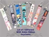 7 New Anime Ribbon KeyChains Lot3 2F4